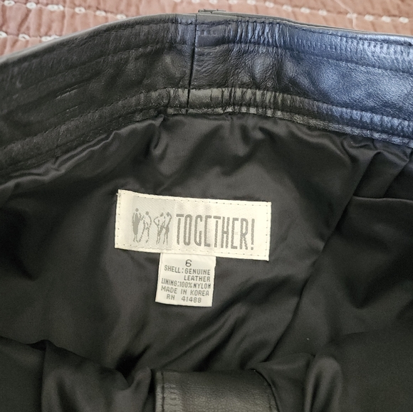 Vintage long black genuine Leather Skirt - Picture 2 of 4